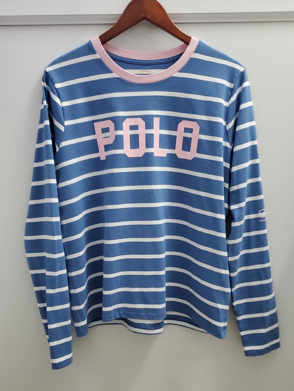 Polo Ralph Lauren Long Sleeve Striped Tee Size XL Blue White Pink
